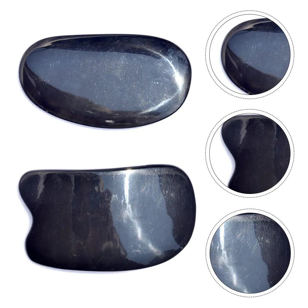 

2Pcs Ox Horn Facial Guasha Board Scraping Massage Tool Professional Salon Home Use Smooth Edge Skin Friendly Pain Relief Detox