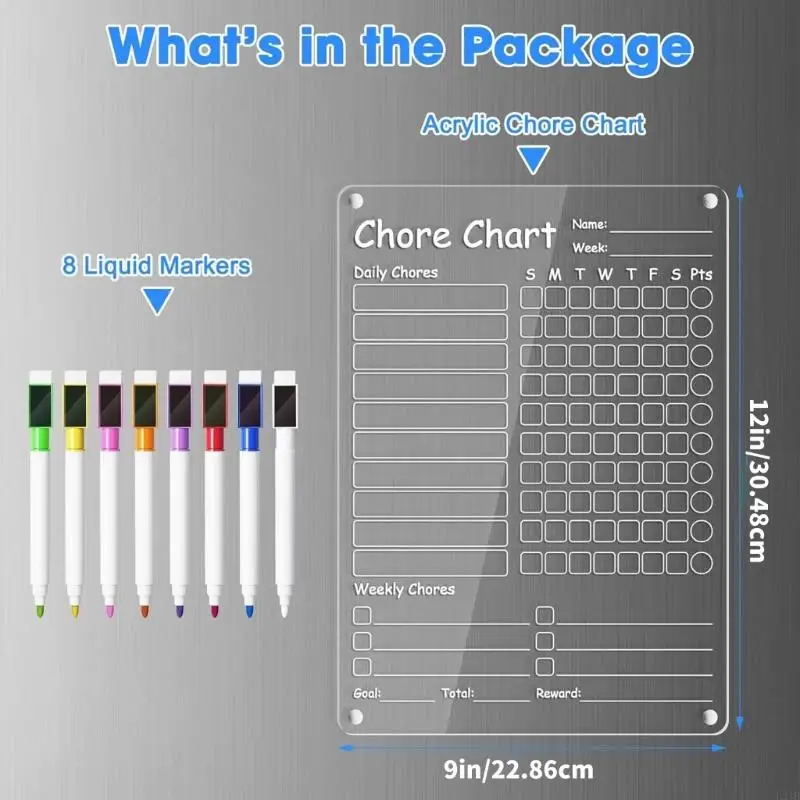 2025 New Clear Acrylic Chore Chart Board for Fridge Reminder 9x12Inch Fridge Calendar Planner For Plan Note