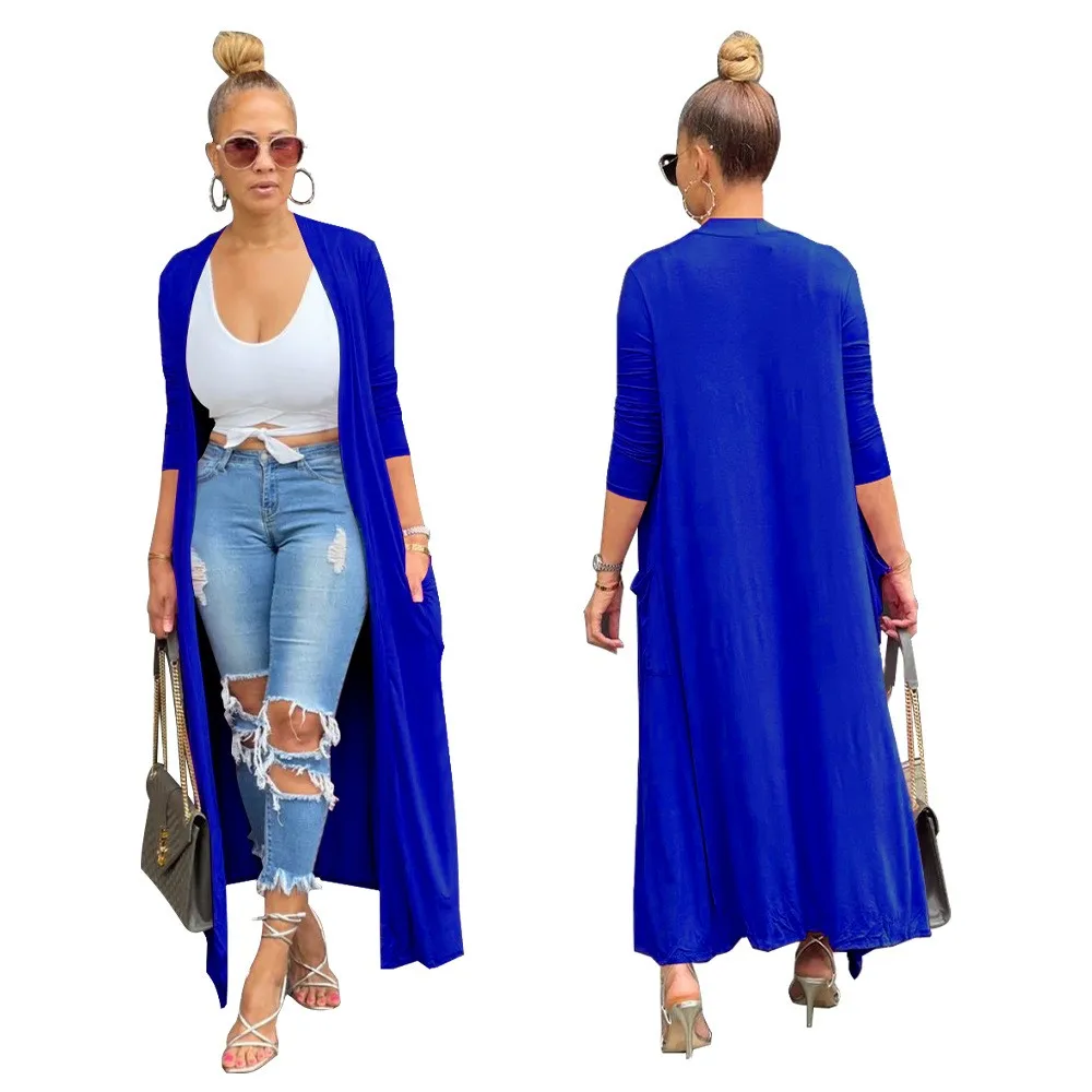 For Woman Cape Black Women Dress Cover-up Loose Fit Capes Long Sleeve No Collar Pocket Poncho Open Front Maxi Length Wrap Coat