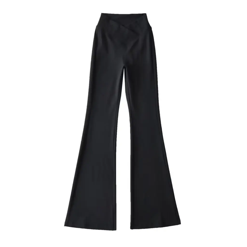 

YPFF High Waist V-Shaped Cross Waist Casual Tight Flared Pants for Women Slimming Yoga Sports Trousers