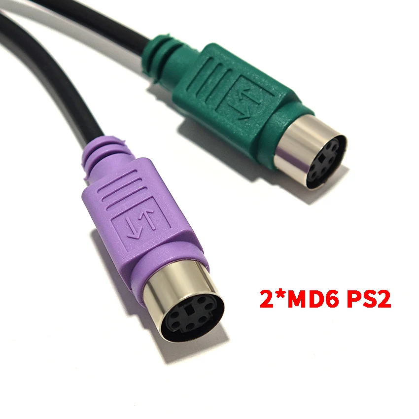 1 USB to MD6*2 PS2 Conversion USB Dual Chip Swap Keyboard Mouse USB to PS/2 Interface