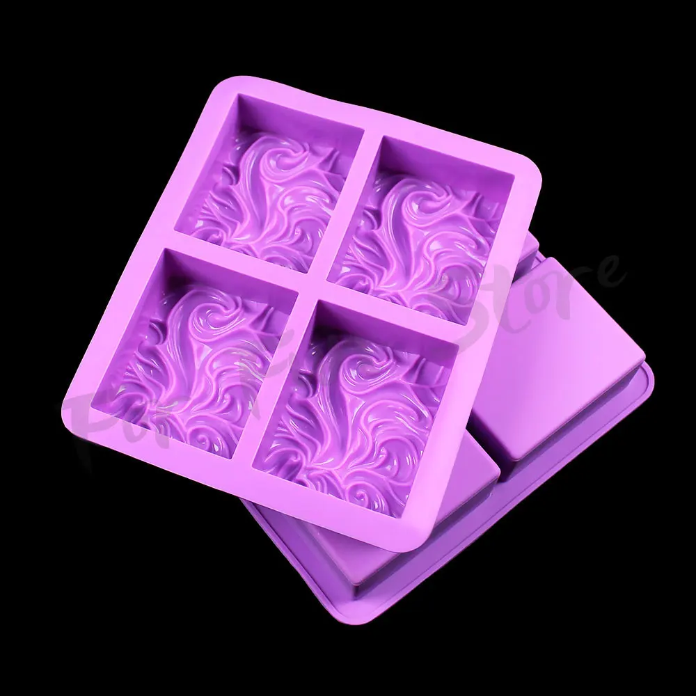 For Fun Square Wave Flower Handmade Soap Silicone Molds DIY Aromatherapy Gypsum Mould  Essential Oil Soap Mold Cake Baking Mold