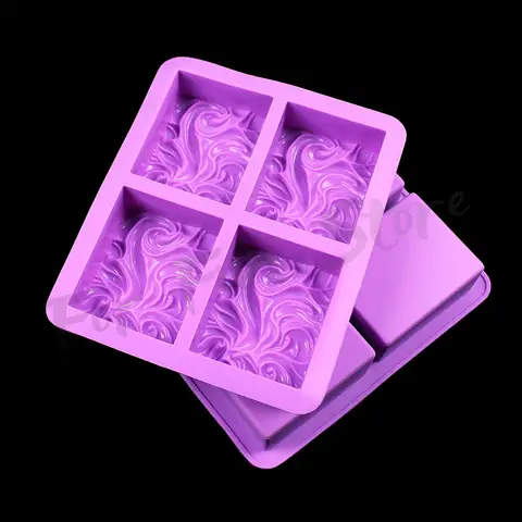 Pour amusant carré vague fleur savon fait à la main Silicone moules bricolage aromathérapie gypse moule huile essentielle savon moule gâteau cuisson moule