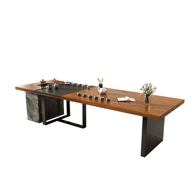 

South American walnut, large board tea table and chair combination, new Chinese style