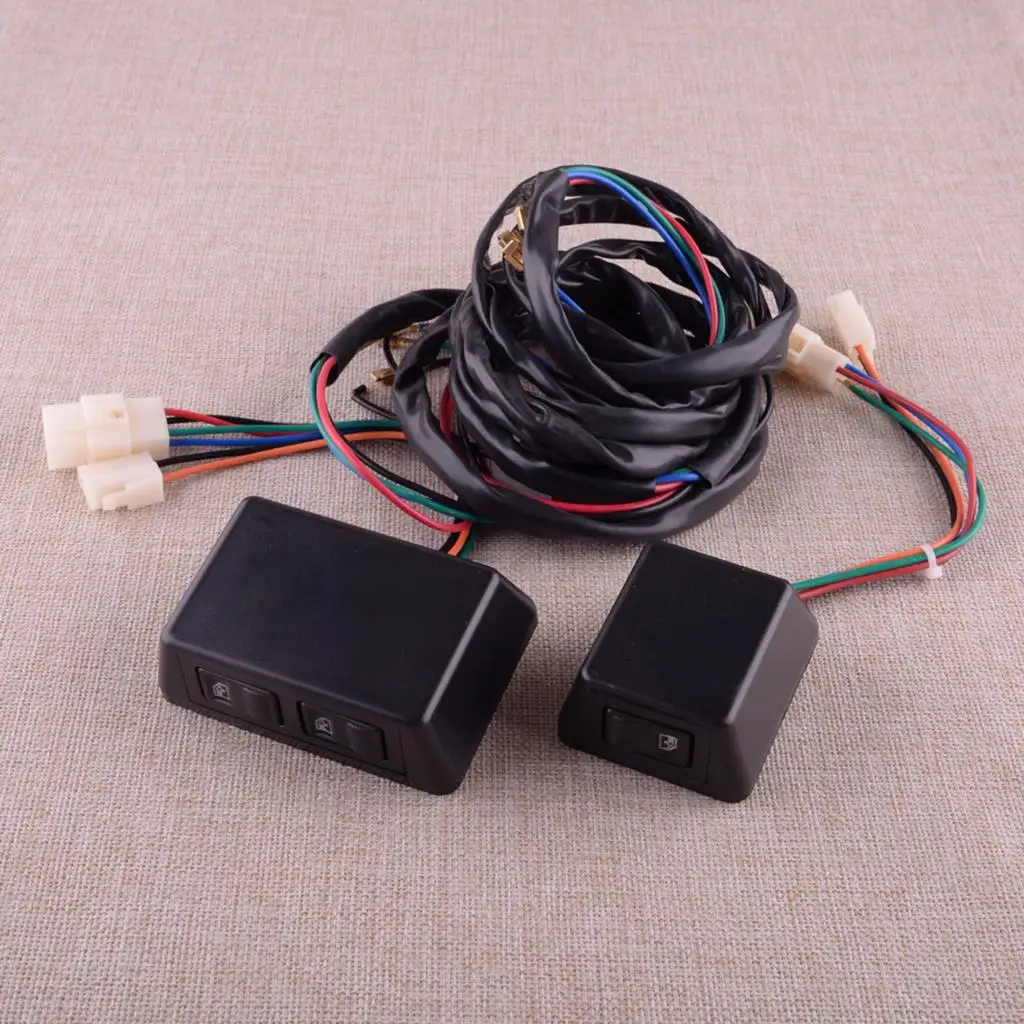 

12V Universal Car Auto Front 2 Doors Lock Power Window Switch Cable Harness Kit