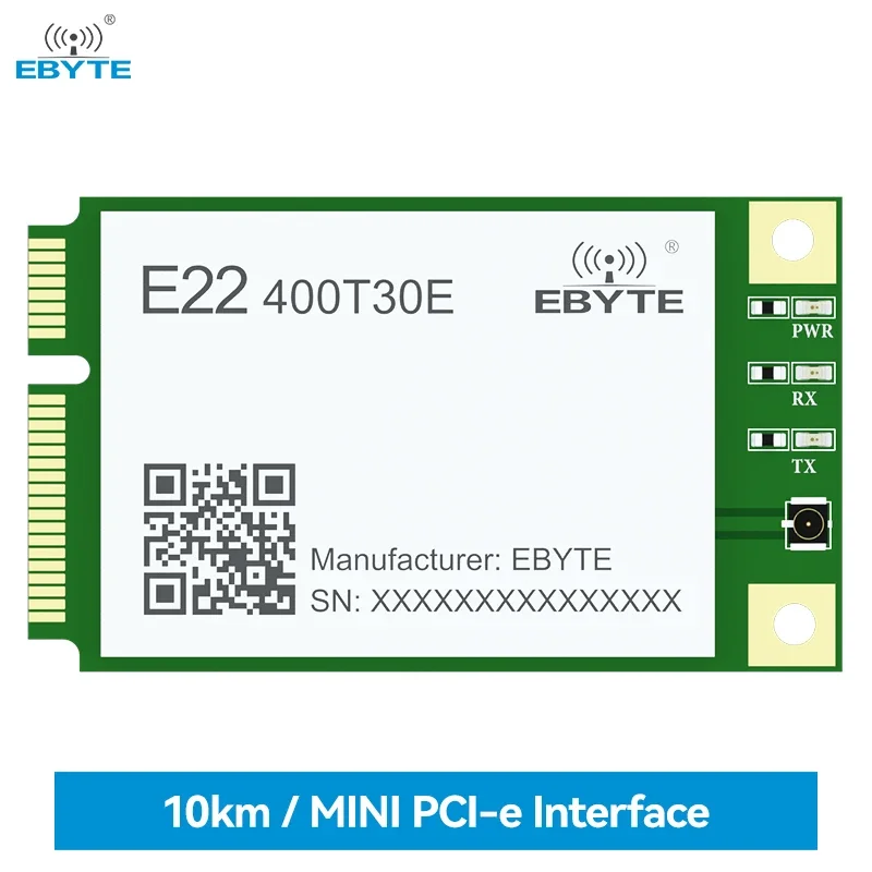 

Беспроводной модуль расширенного спектра LoRa 433 МГц EBYTE E22-400T30E/33E Стандартный интерфейс MINI PCI-e UART/RS485/RS232/USB 30/33 дБм