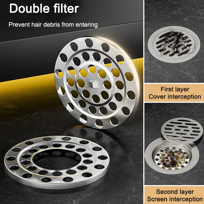 Round Floor Drain Stainless Steel Floor Drains Anti-odor Drainer Bathtub Sewer Strainer Bathroom Drainage Drain Hair Catcher