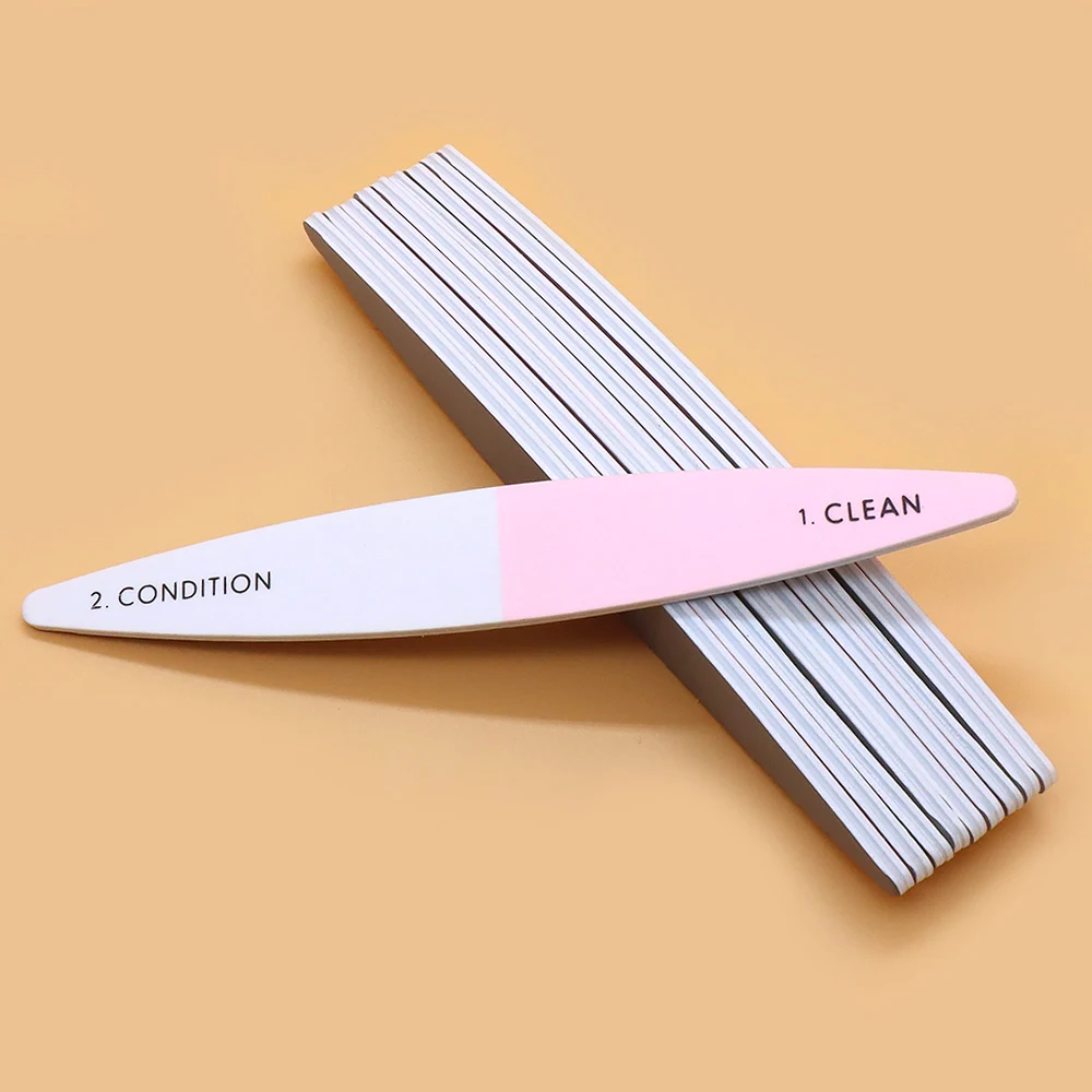 2/5Pcs Pink White Gray Shuttle Nail Polishing Files Strip Nail Stylist Supplies Three Sided Manicure Buffer Files Nail Art Tools
