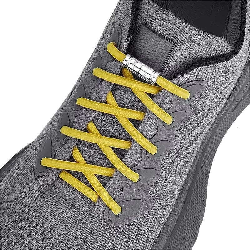 1Pair Round Elastic No Tie Shoelaces with Metal Screw Lock Quick Release Shoestrings for Running Sneakers Sports Shoe Accessorie