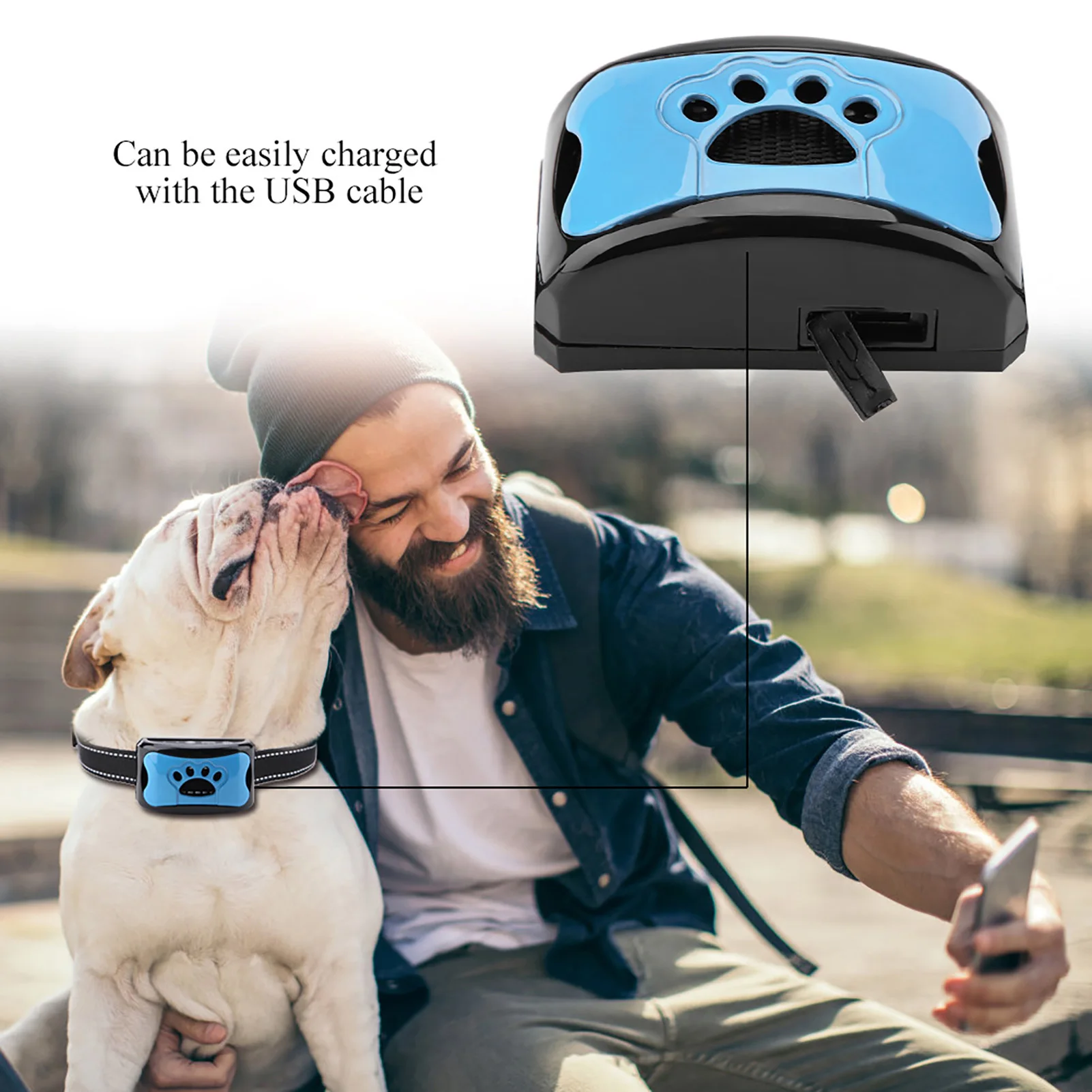 Barking Control Device Rechargeable Waterproof AntiBarking Collar Barking Detection