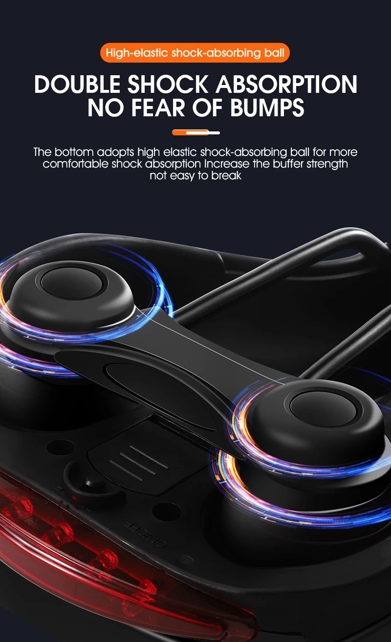 WEST BIKING Bicycle Saddle with Taillight Breathable Shock Absorption Waterproof PU Leather Bike Seat Cushion for MTB Road Bike