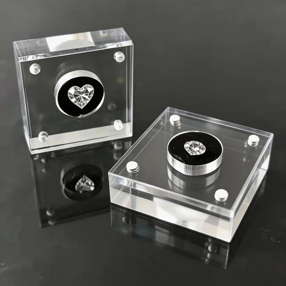 Transparent Diamond Storage Box Gem Organizer Tray  Stone Jewelry Showcase Loose Gemstone Gift Packaging Box Zircon Display Box