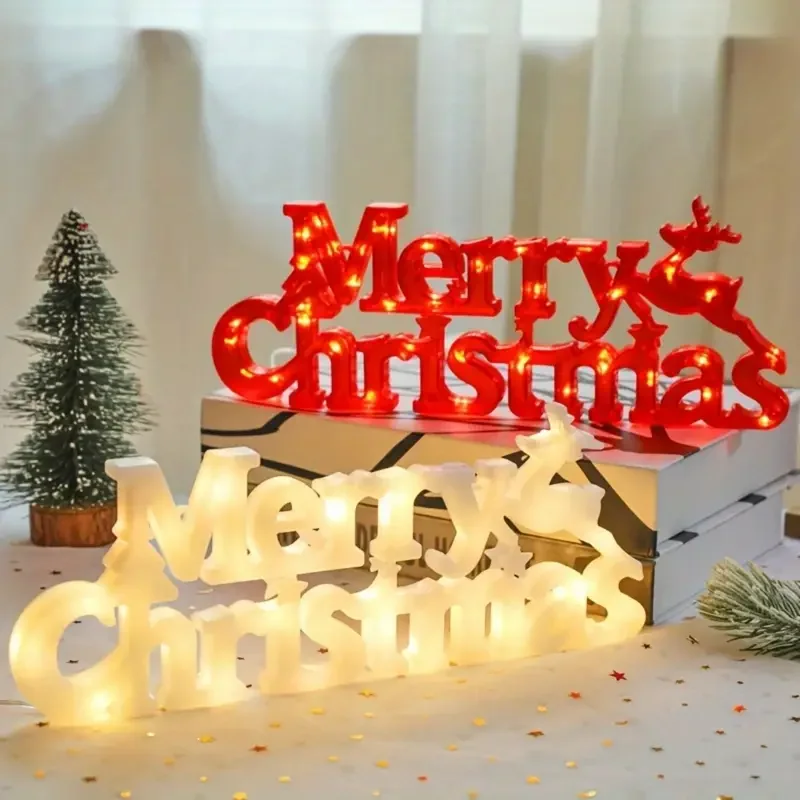 LED 3D Frohe Weihnachten Brief Festzelt Licht Stehend Tisch Schild Festliche Urlaub Party Dekoration Ornament Dekor