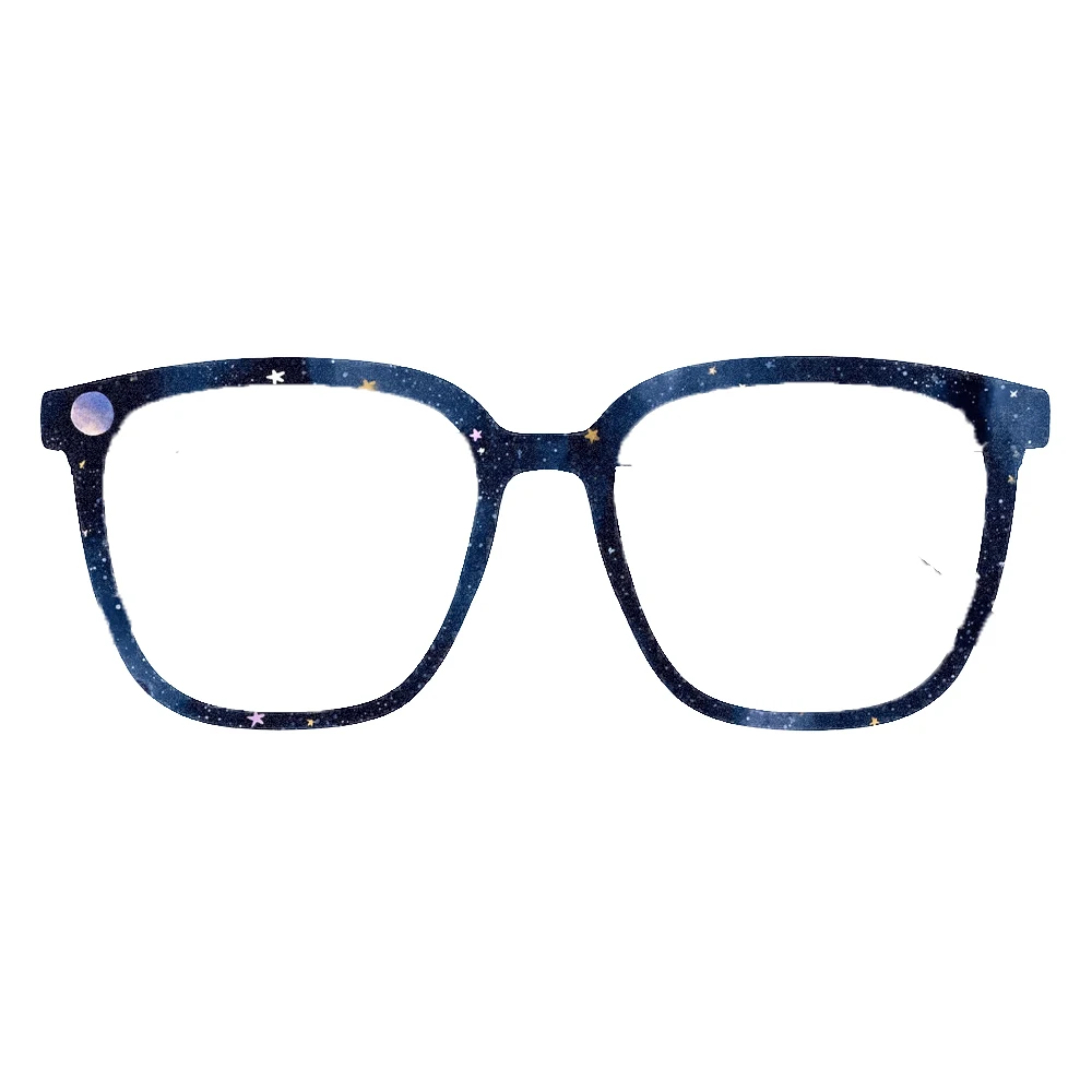 Night Sky Star Print Square Eyeglass Frames Women Galaxy Starry Pattern Party Decor Prescription Optical Fashion Eyewear Gifts - view 3