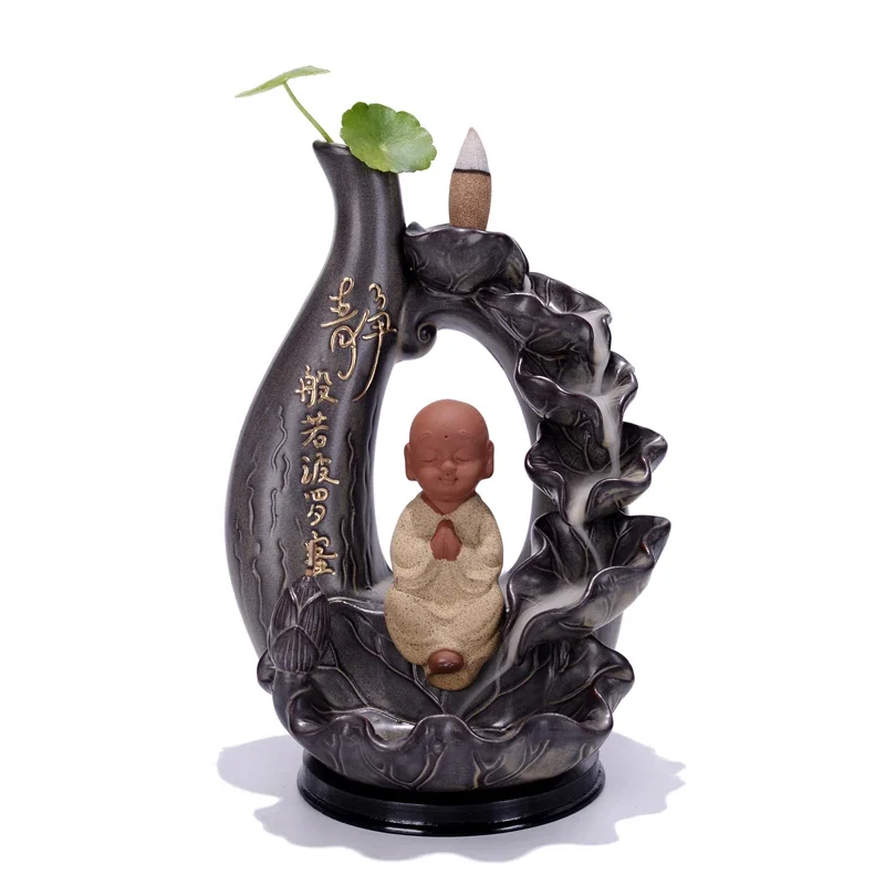 Figurine Buddha Statue Incense Burner Agarwood Puffs Smoke Incense Holder Fragrance  Room Decor