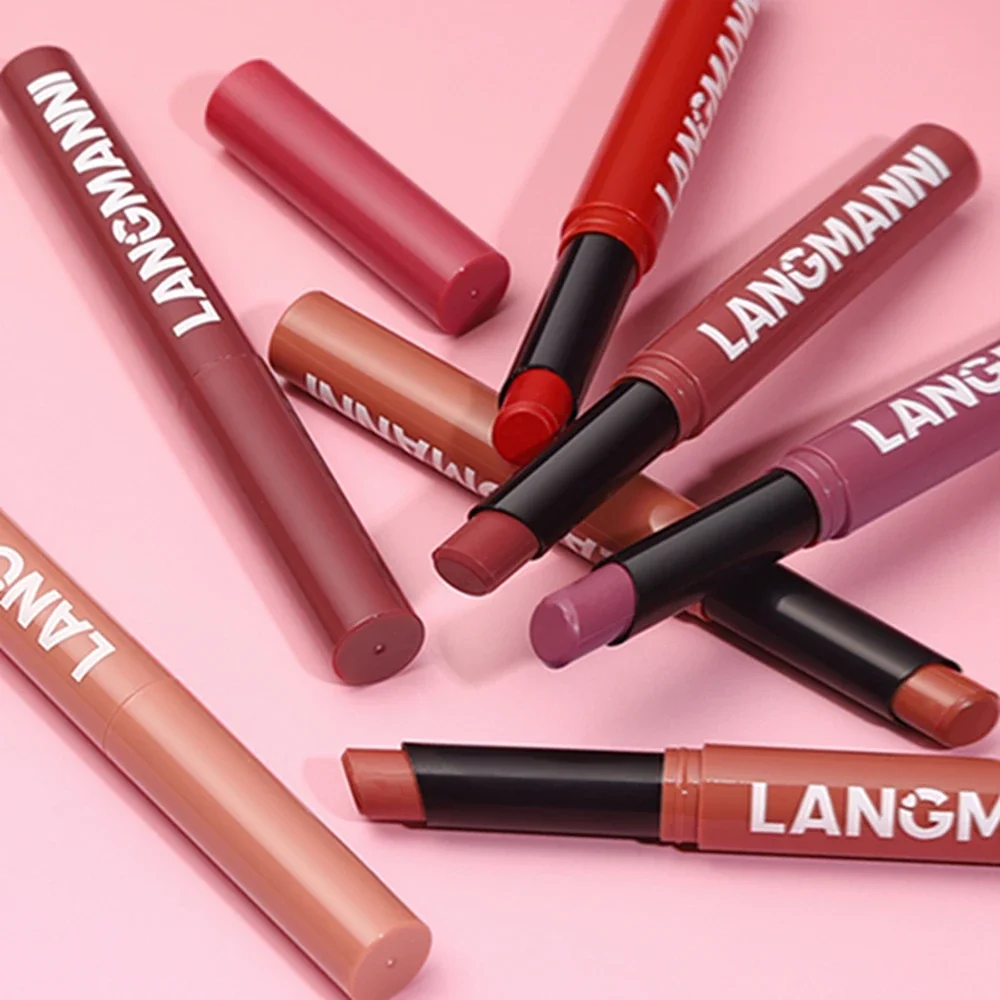 12 Colors Velvet Matte Lipstick Long Lasting Waterproof Lipstick Non-Stick Cup Lip Stain Tint Cosmetics Pencil Liner Makeup