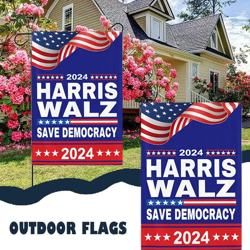 11.8*17.7inch 2024 Kamala Harris Garden Flag Indoor Outdoor Courtyard Lawn Garden Decoration Commemorate Double-sided Flag