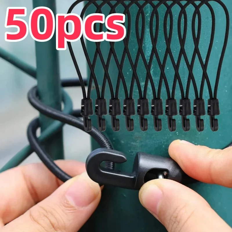 Corda Elástica de Alta Elasticidade com Ganchos (5/10/50 Peças) - Expansor de Borracha para Camping, Lona e Cinta de Bagagem