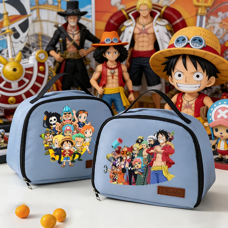 

Ones Piece Lunch Bags Cute Anime Zoro-Luffy-Boys Student School Bento Lunch Case Aluminum Foil Thermal Insulation Hand Tote-Bags