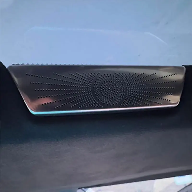 AB16-For Tesla Cybertruck 2024 2025 Fit Speaker Cover Grille Trim Kit Interior Speaker Protector Accessories Silvery