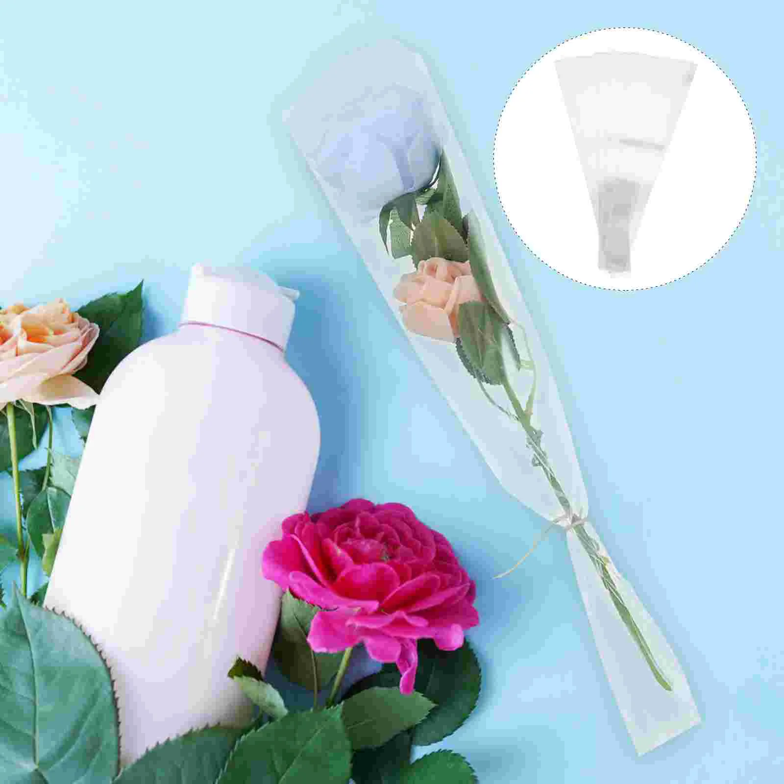 

50 Pcs Flower Packaging Bag Clear Wrapping Paper Bouquet Florist Supplies Trinket Cellophane Bags Leaf Glass