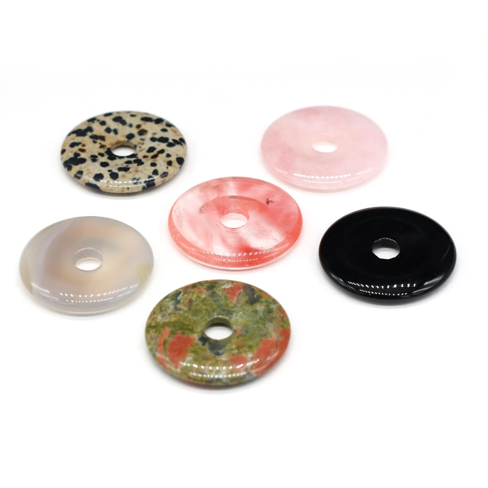ジュエリー用の穴のある半円形の天然石ペンダント,レトロな工芸品,メキン,ネックレス,ブレスレット,ジュエリー,ギフト,パーツ,40x40mm