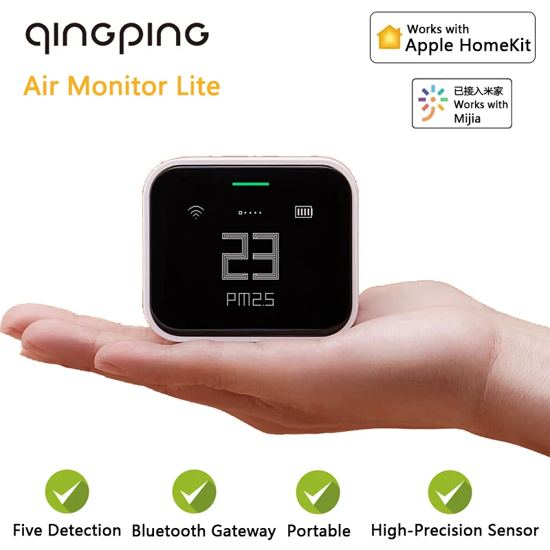 Qingping Air Quality Detector Lite CO2 PM2.5 PM10 Temperature Humidity Monitor High Precision Sensor Work with Mijia App HomeKit