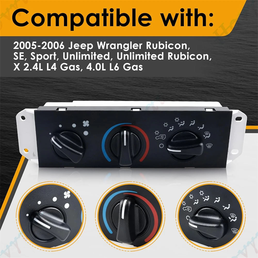 

55056558AA HVAC для Jeep TJ Wrangler 2005-2006 годов, 2,4 л/4,0 л, панель управления кондиционером, передний модуль управления климат-контролем