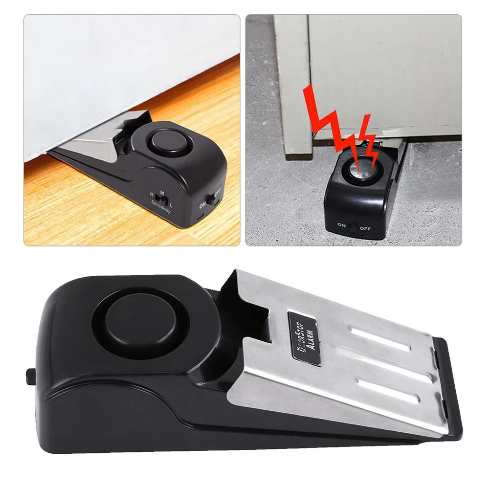 120 db Wireless Door Stop Stopper Alarm Block Blocking System Anti-theft Burglar Stop System Home Security Wedge Stopper Shaped