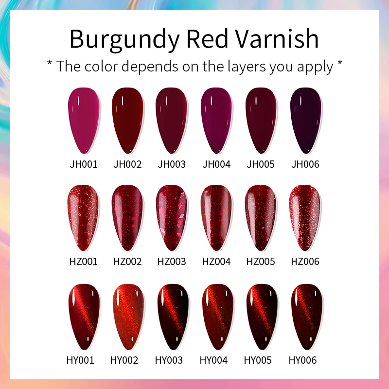 RS Nail 15ml Gel Nail Polish Bungundy Red Varnish Flame Cat\'s Eye Christmas Series Color Gel Nail DIY Nail Art Manicure Gellak