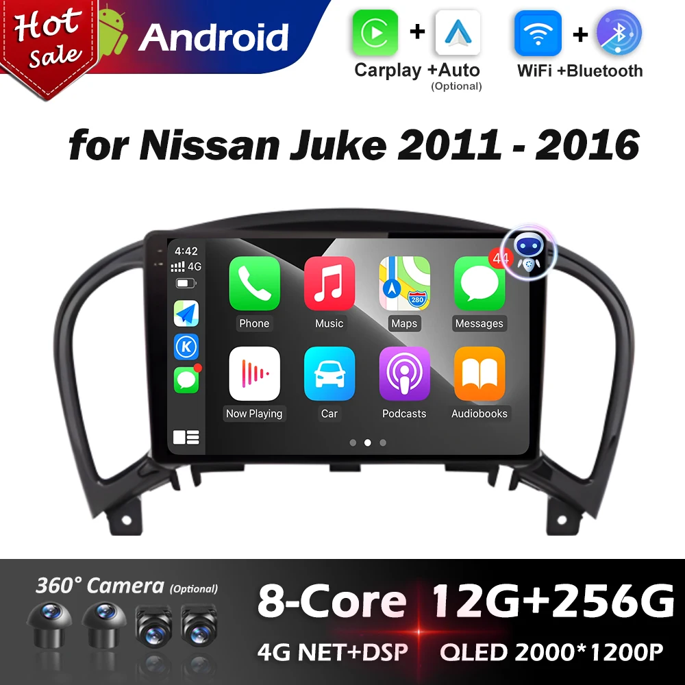 

Android 16 Car Radio Video Multimedia Player for Nissan Juke 2011 - 2016 DSP Stereo IPS QLED Touch Screen Head Unit Accessories