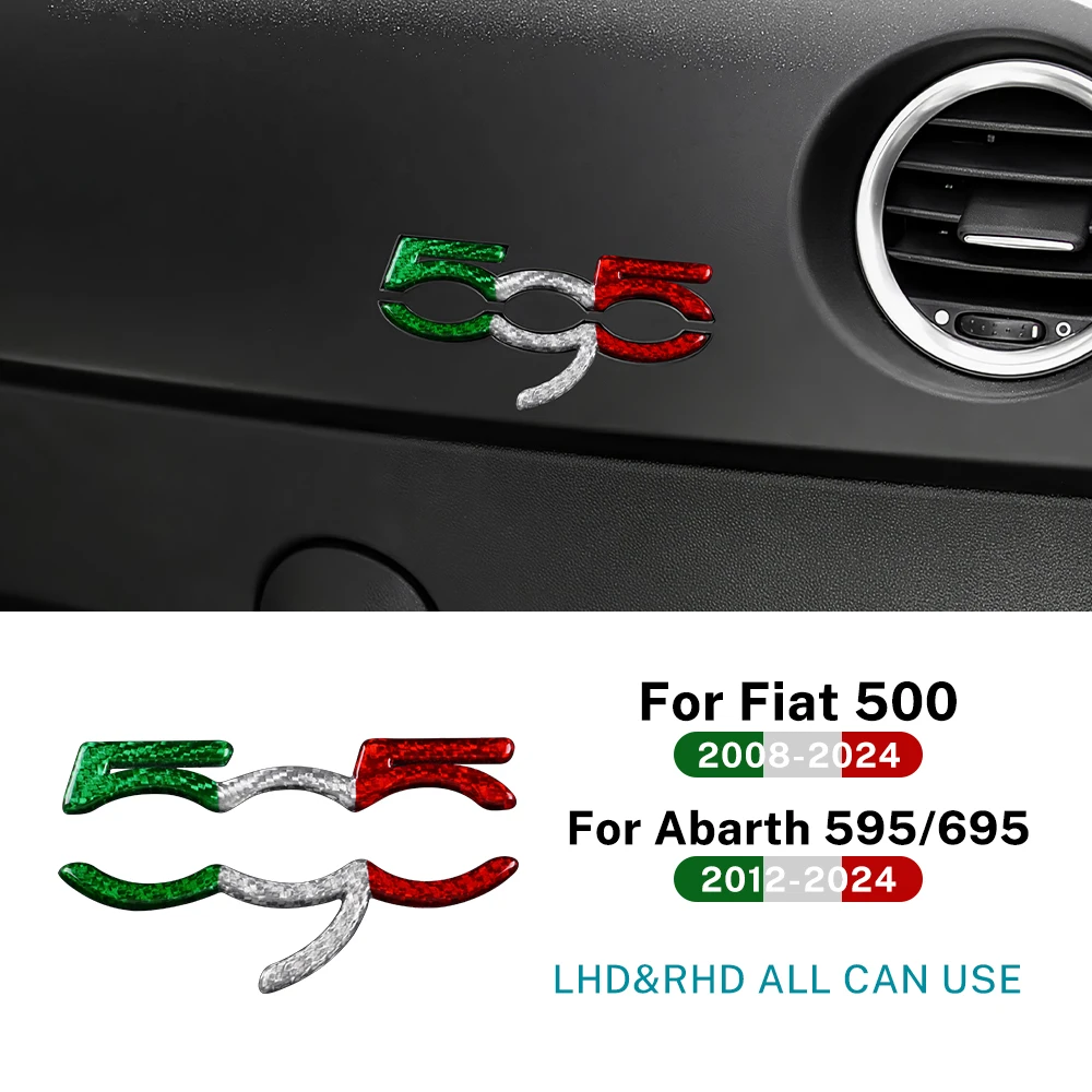 

Real Hard Dry Tricolor Carbon Fiber Sticker For Abarth 595 Fiat 500 2007-2024 LHD RHD Dash Badge Conversion Dashboard 595 Trim