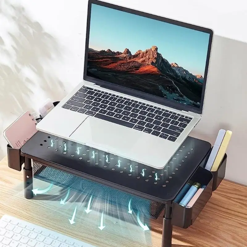 L41F 3 Chiều cao Cấp độ Màn hình kim loại Đứng máy tính xách tay với giá đỡ điện thoại ngăn kéo