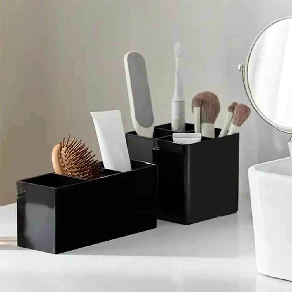Simple Plastic Makeup Brush Holder Black Pen Holder Desktop Organizer Students
