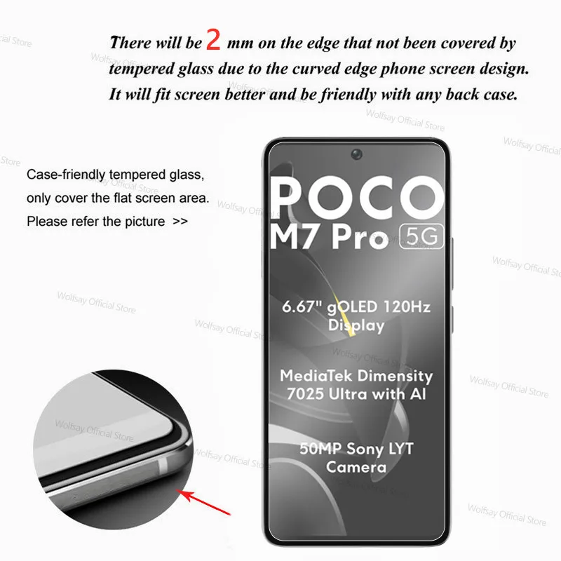 2/4PCS Screen Protector For Xiaomi Poco M7 Pro 5G Tempered Glass Xiaomi Poco M7 Pro Full Glue Phone Glass For Xiaomi Poco M7 Pro