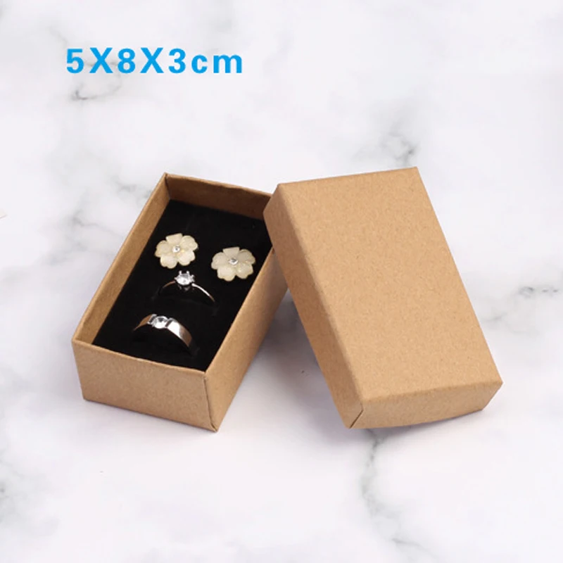 Vintage High Quality Cowhide Paper Jewelry Ring Earrings Necklace Bracelet Storage Gift Box Small Jewelry Box Display  6PCS