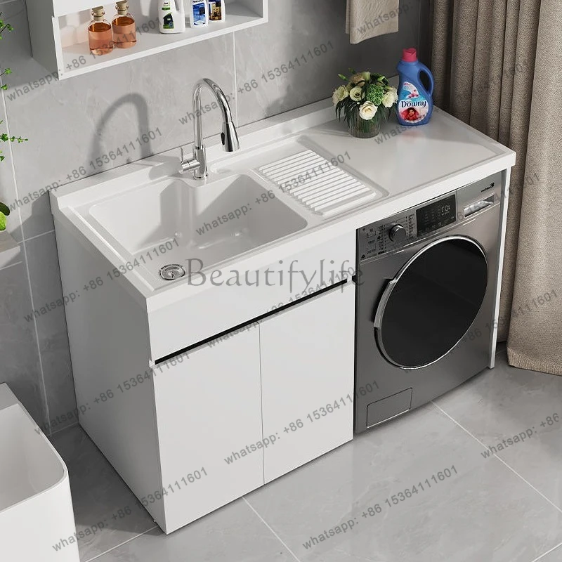 Aluminum Balcony Washing Machine Cabinet Laundry Tub Washboard Drum Washing Machine Cabinet Bathroom Furniture