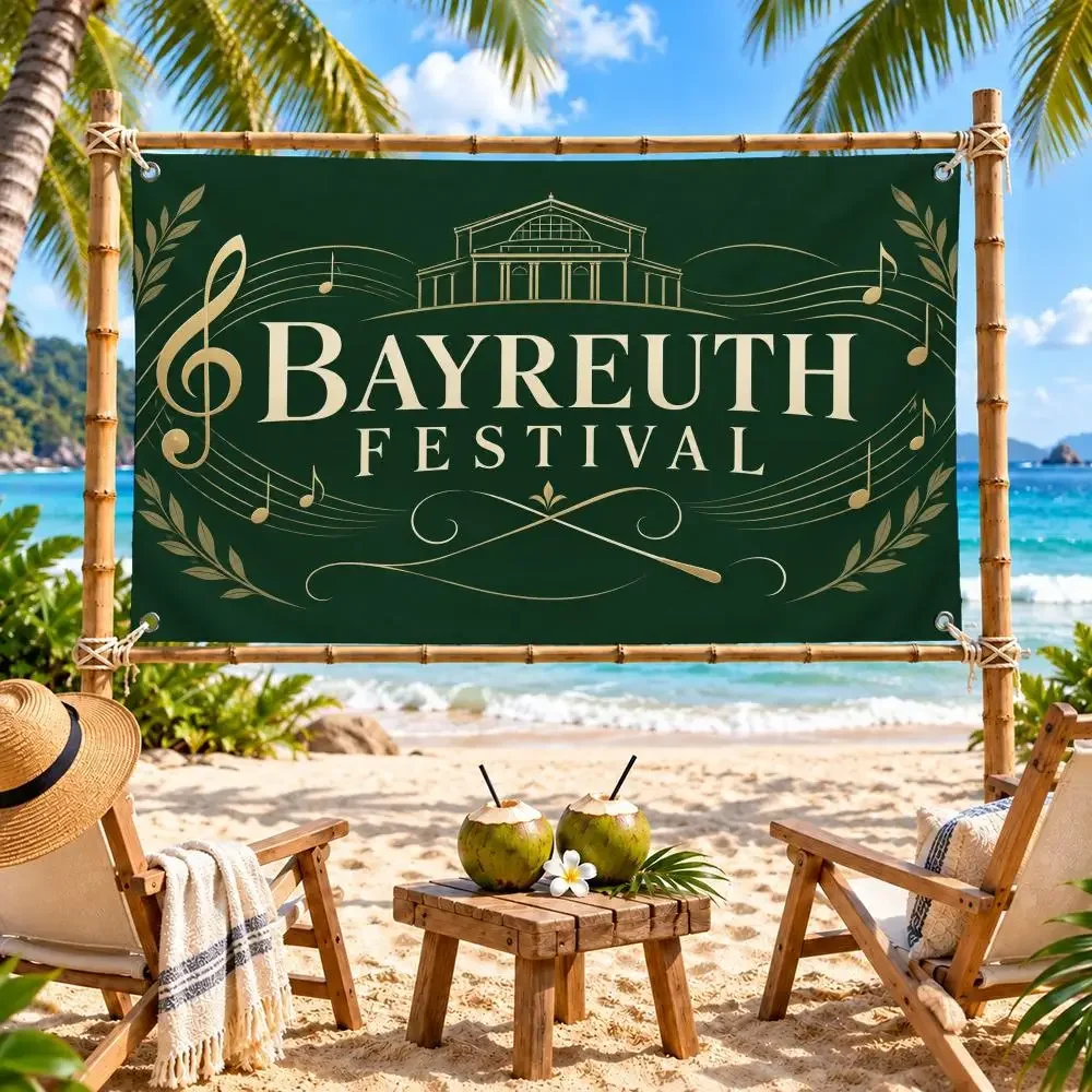 Bayreuth Golden Opera Music Celebration Flags Polyester Digital Printing Banner for Wall Art Out Door Decoration