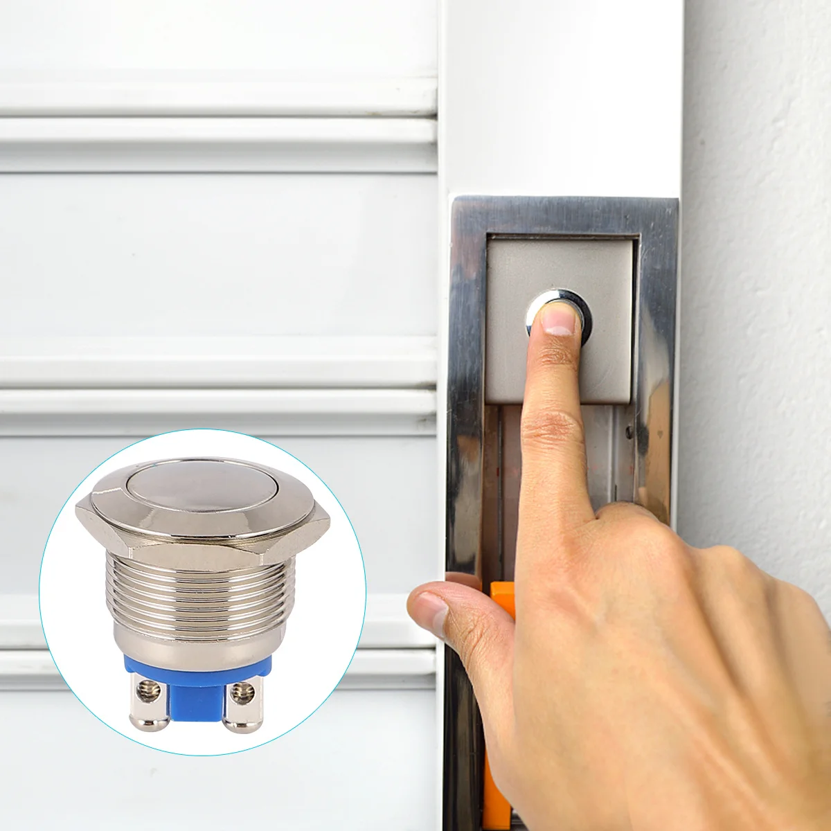 2 szt. Przycisków ze stali nierdzewnej 19 mm, płaski metalowy przełącznik chwilowy do przekaźnika rozrusznika elektromagnetycznego, przycisk klaksonu, obwód zasilania komputera