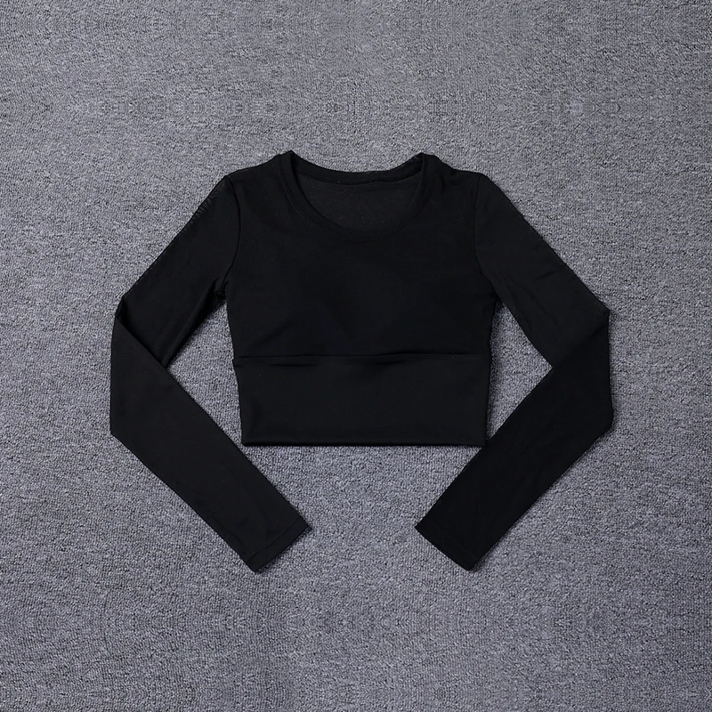Womens Workout Long Sleeve Yoga Basic Tee Shirt Casual Round Neck Slim Athletic Running Solid T-Shirt Top