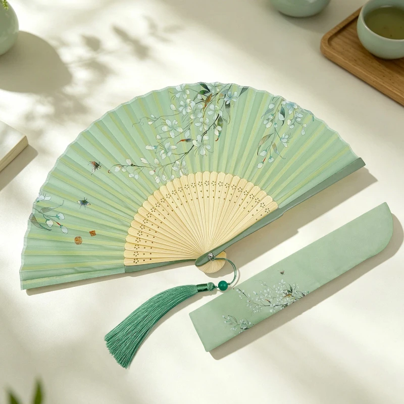 Compact Portable Folding Bamboo Fan Small Handheld Summer Cooling Daily Fan for Women Hanfu Cheongsam Lightweight Chinese Gift