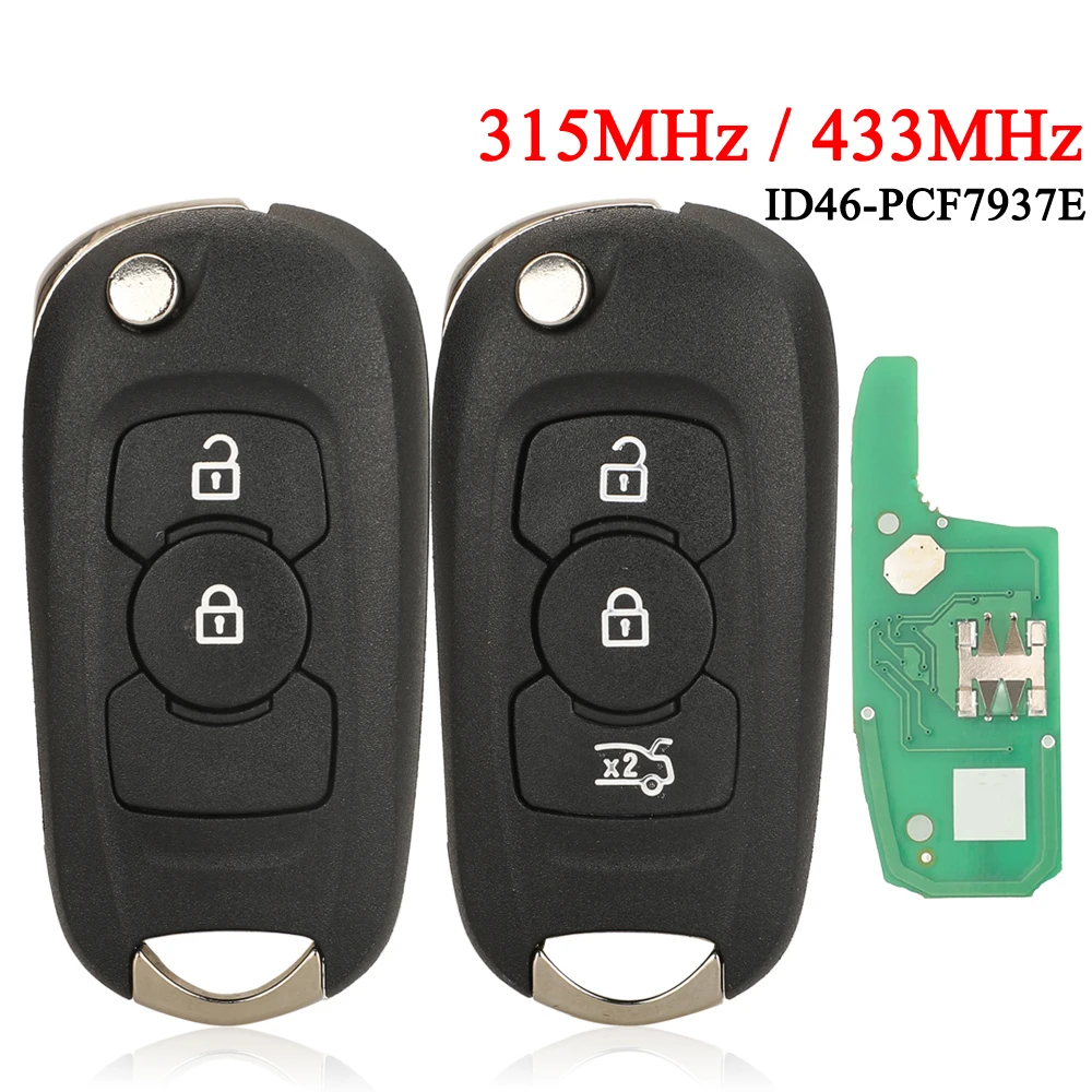 jingyuqin Flip Remote key 315MHz/433MHz ID46 PCF7961 Chip for Opel Astra K Vauxhall Astra K Buick Excelle GT VERANO EXCELLEGT