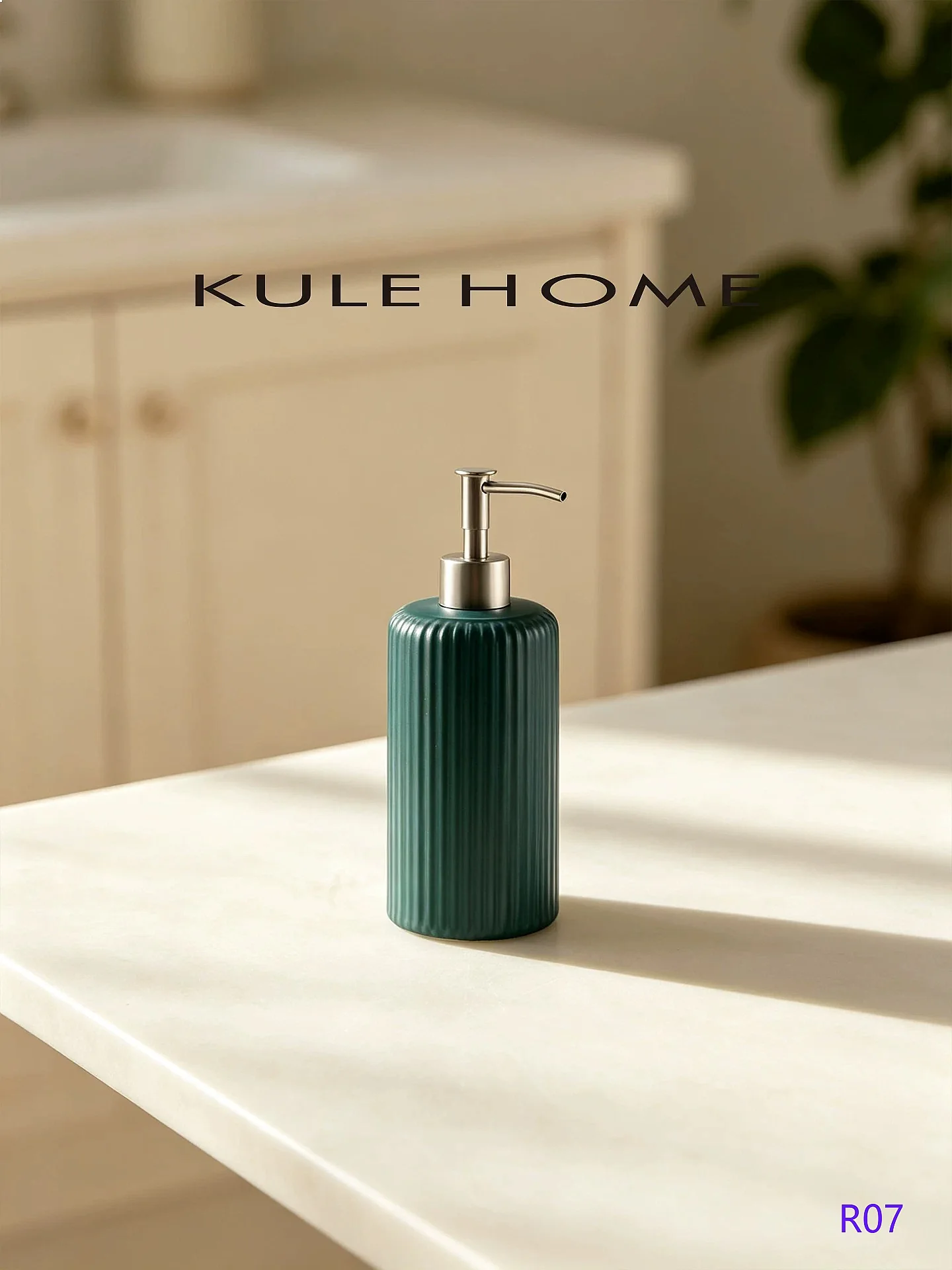 KULE HOME Luxury Ceramic Soap Dispenser Shampoo Body Wash Pump Bottle Hotel