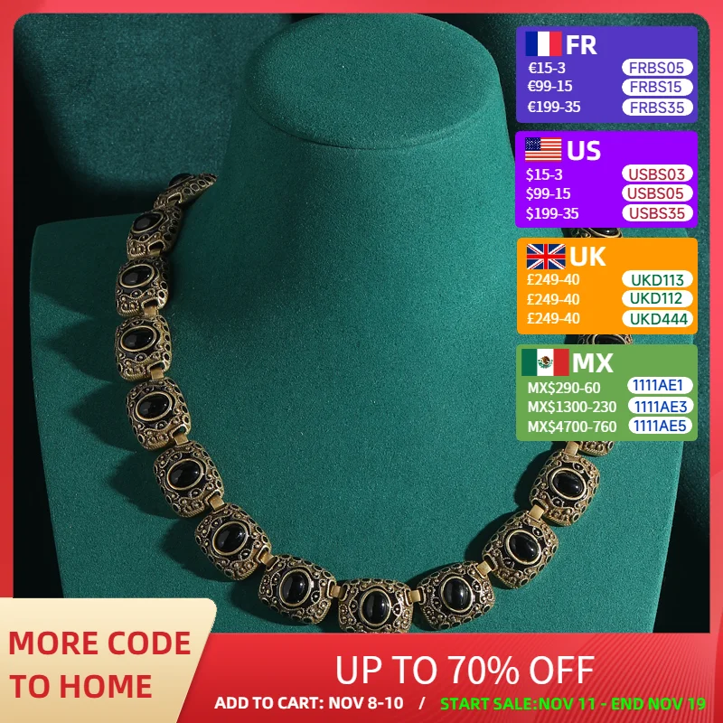 

Vintage Black Agate Choker Necklace Collar Jewelry Rectangular Short Gold Color Charm Luxury Designer Accessories Engagement New