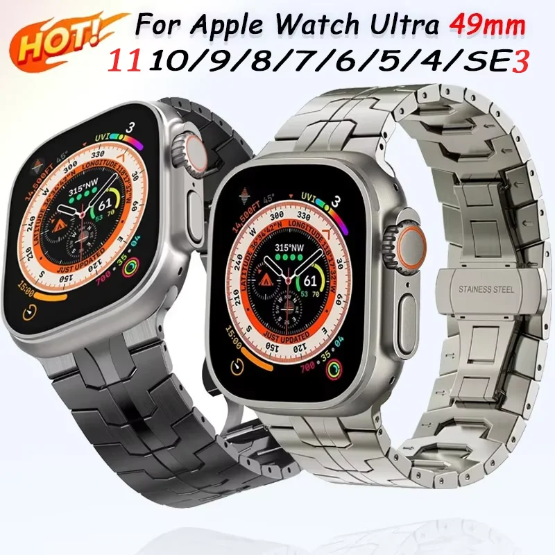 

Ремешок из титанового сплава для Apple Watch Ultra 3/2 49 мм, 11, 10, 9, 8, 6, 5, SE3, металлический браслет для iWatch 42 мм, 46 мм, 45 мм, 41 мм, 40 мм, 44 мм
