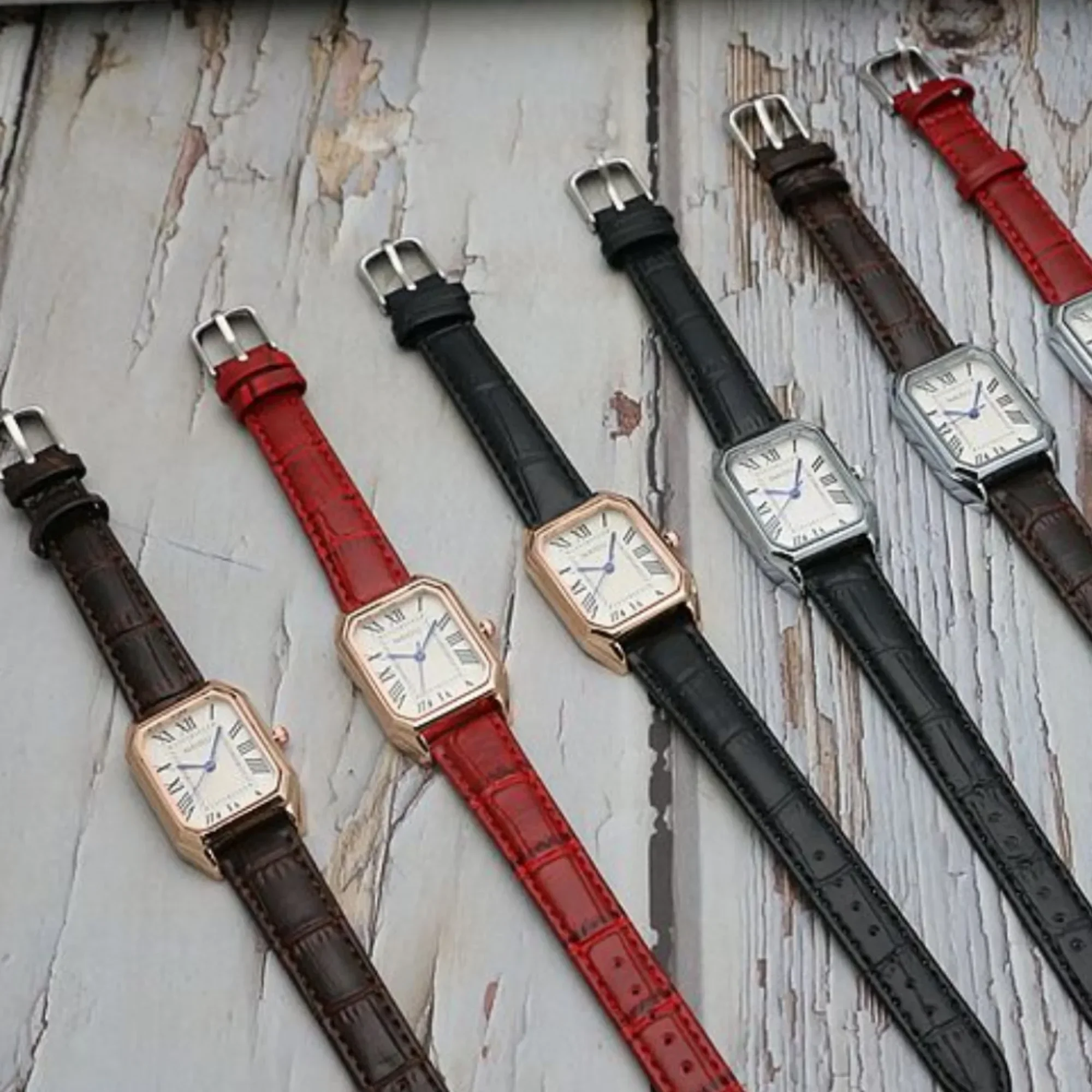 Zegarki Retro klasyczny, na co dzień, kwarcowy, skórzany pasek, prostokątny zegar, modne zegarki na rękę dla kobiet