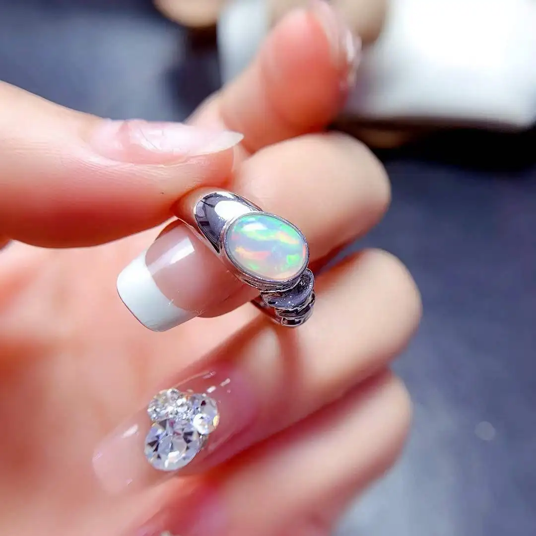 

Elegant birthday Gift New Coming Opal Ring Natural Real Opal 925 Sterling Silver Delicate Women Wedding ring Fine Jewelry