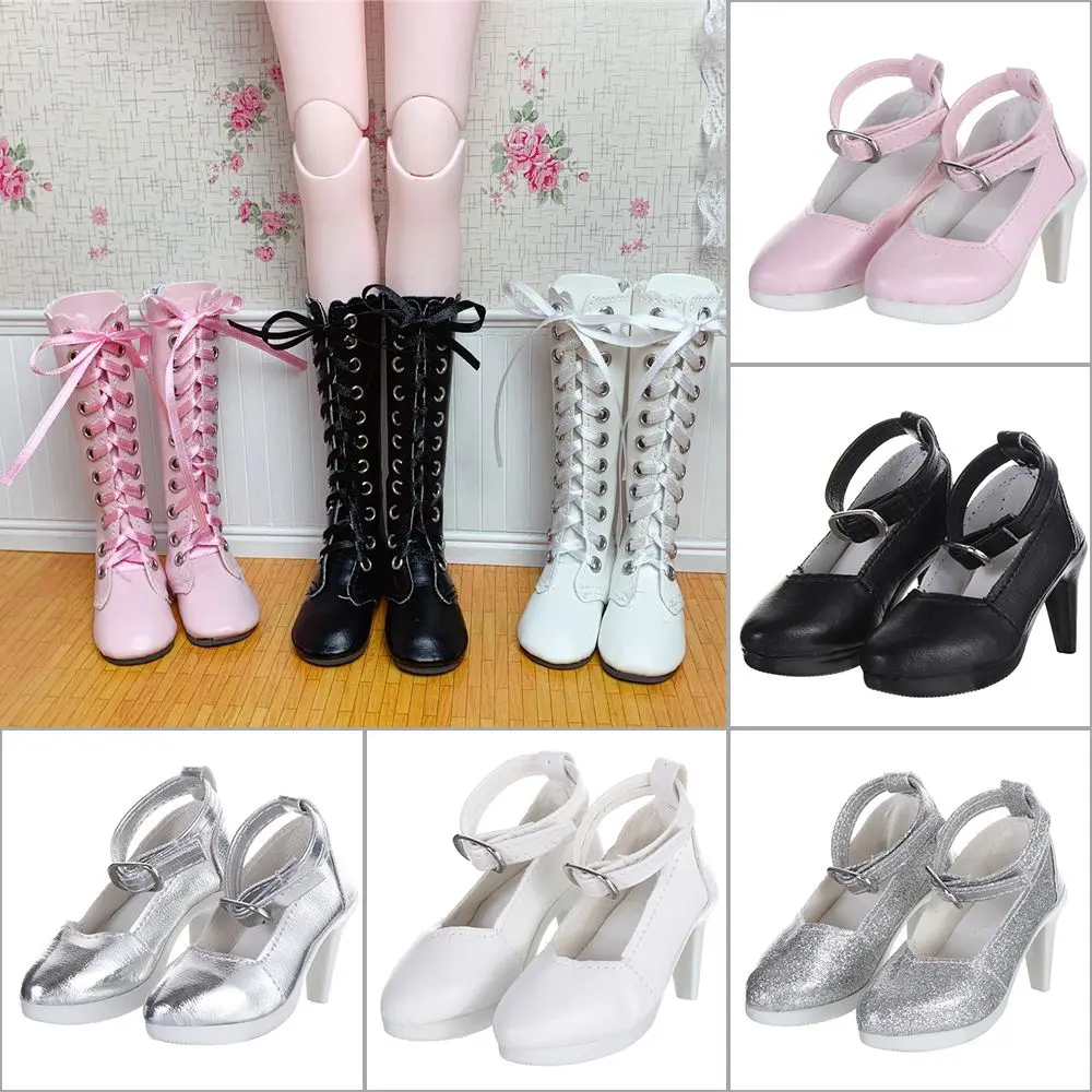 New 11 Styles 7.8CM Doll DIY Wearing PU Leather 60cm Doll Boots Fabric Shoes Play House Accessories Differents Color