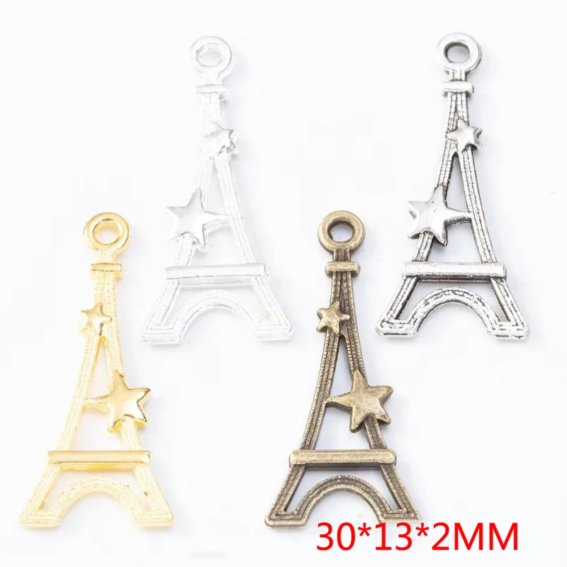 150pcs 30*13MM ZAKKA Grocery Creative Vintage Star Element Eiffel Tower Handmade DIY, Bronze Popular Necklace Jewelry Pendant