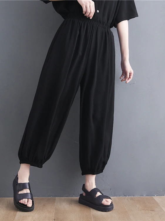 Pantaloni cargo in vita elastica Donna Estate taglie forti Pantaloni da donna Harlan versatili casual larghi in 9 pezzi